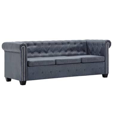 Vidaxl Canape Chesterfield A 3 Places Faux Cuir Suede Gris Vidaxl Ch