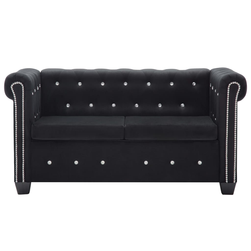vidaXL Dvivietė sofa, aksominis apmušalas, 146x75x72cm, juoda