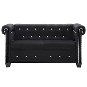 vidaXL 2m&iacute;stn&aacute; pohovka Chesterfield se sametem 146 x 75 x 72 cm čern&aacute;