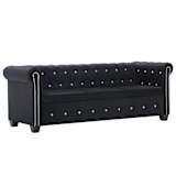 vidaXL Trivietė sofa, aksominis apmušalas, 199x75x72cm, juoda