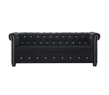 vidaXL Trivietė sofa, aksominis apmu&scaron;alas, 199x75x72cm, juoda