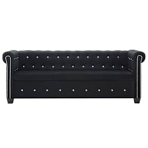vidaXL Trivietė sofa, aksominis apmu&scaron;alas, 199x75x72cm, juoda