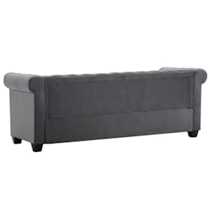 3místná pohovka Chesterfield samet 199 x 75 x 72 cm šedá - obrázek 4