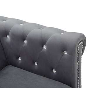 3místná pohovka Chesterfield samet 199 x 75 x 72 cm šedá - obrázek 7