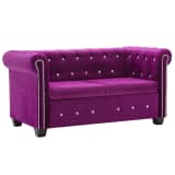 vidaXL 2-kohaline Chesterfield diivan, velvet 146 x 75 x 72 cm lilla