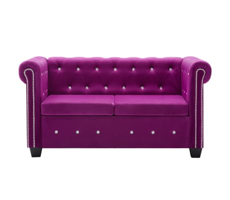 vidaXL Dvivietė sofa, aksominis apmušalas, 146x75x72cm, violetinė