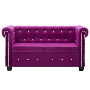 vidaXL Dvivietė sofa, aksominis apmu&scaron;alas, 146x75x72cm, violetinė