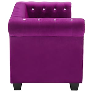 3místná pohovka Chesterfield samet 199 x 75 x 72 cm fialová - obrázek 3
