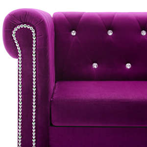 3místná pohovka Chesterfield samet 199 x 75 x 72 cm fialová - obrázek 5