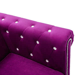 3místná pohovka Chesterfield samet 199 x 75 x 72 cm fialová - obrázek 7