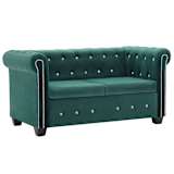 vidaXL 2-kohaline Chesterfield diivan, velvet 146 x 75 x 72 cm roheline