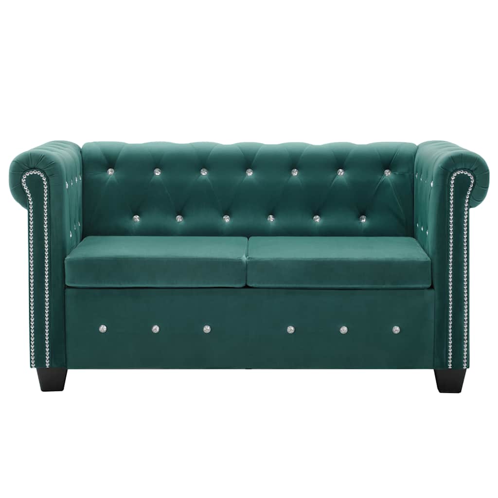 Divano Chesterfield A 2 Posti In Velluto 146x75x72 Cm Verde VidaXL 11 width=274