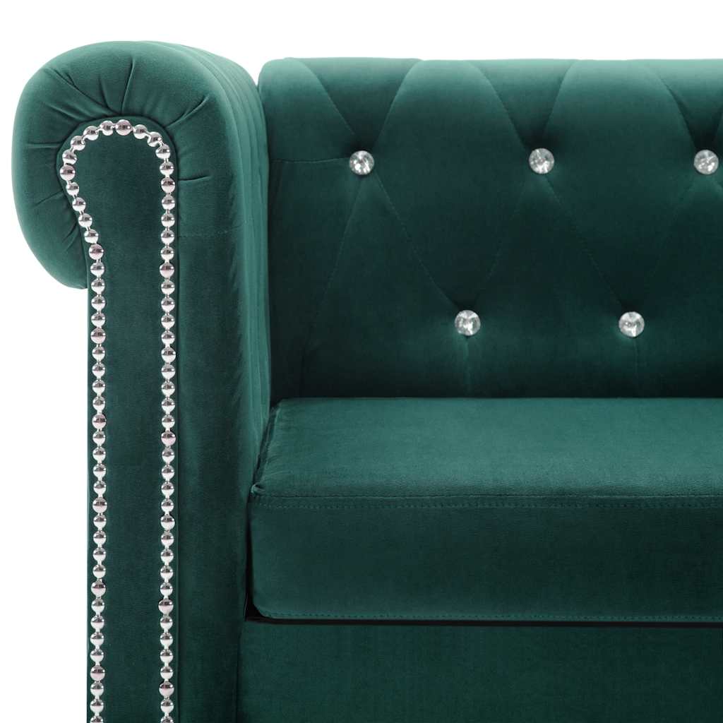 Divano Chesterfield A 2 Posti In Velluto 146x75x72 Cm Verde VidaXL 14 width=274