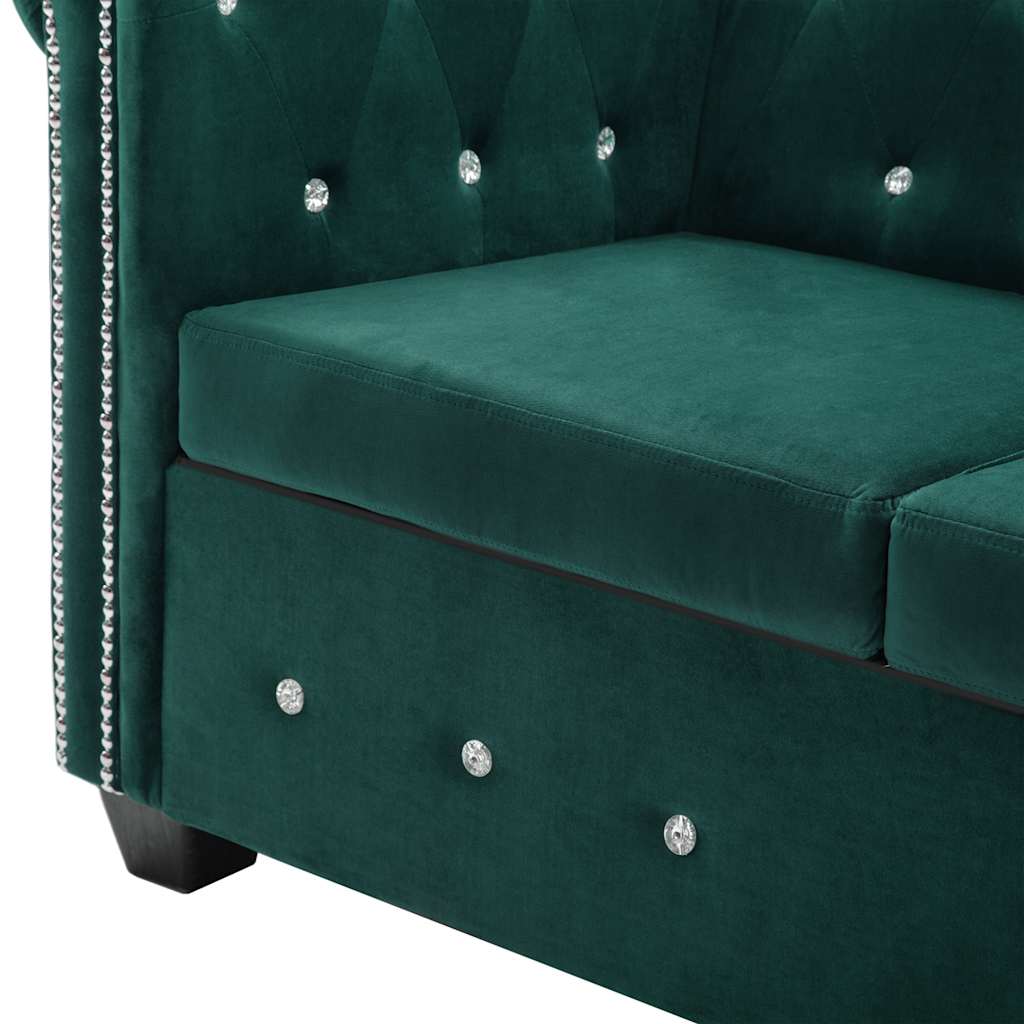 Divano Chesterfield A 2 Posti In Velluto 146x75x72 Cm Verde VidaXL 15 width=274