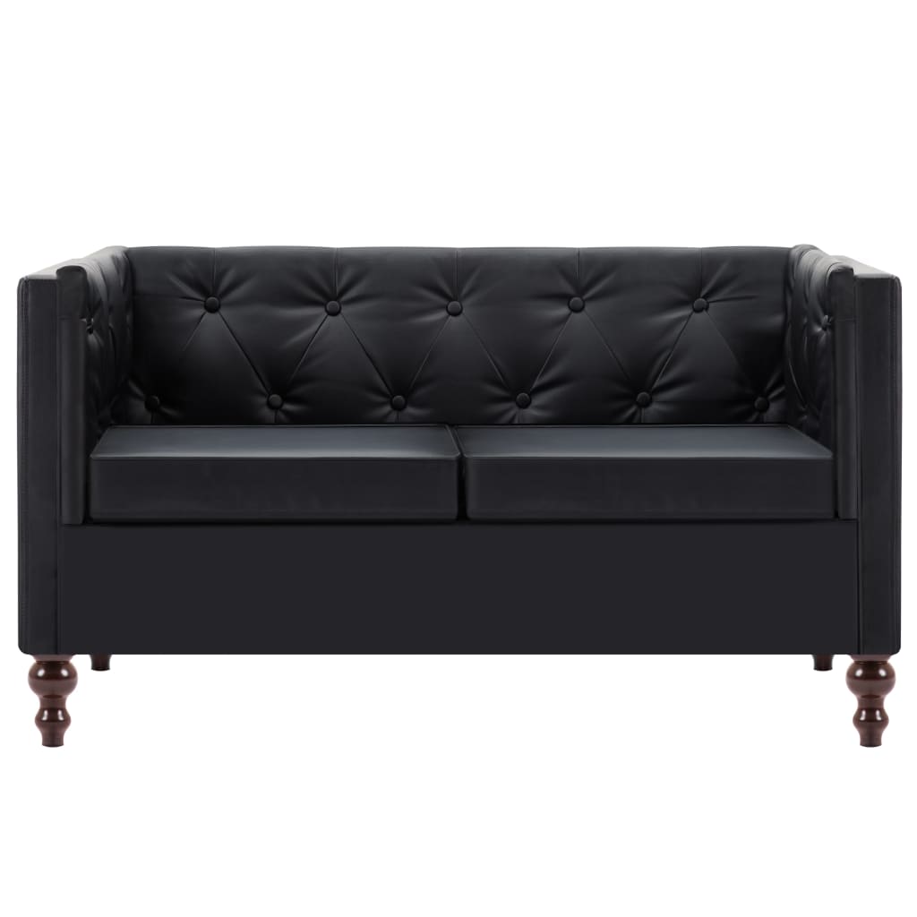 Canapé Chesterfield à 2 Places Revêtement En Similicuir Noir VidaXL 13 width=274