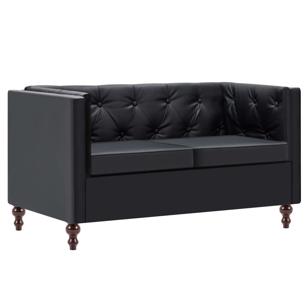 

vidaXL Tweezitsbank Chesterfield-stijl kunstleren bekleding zwart
