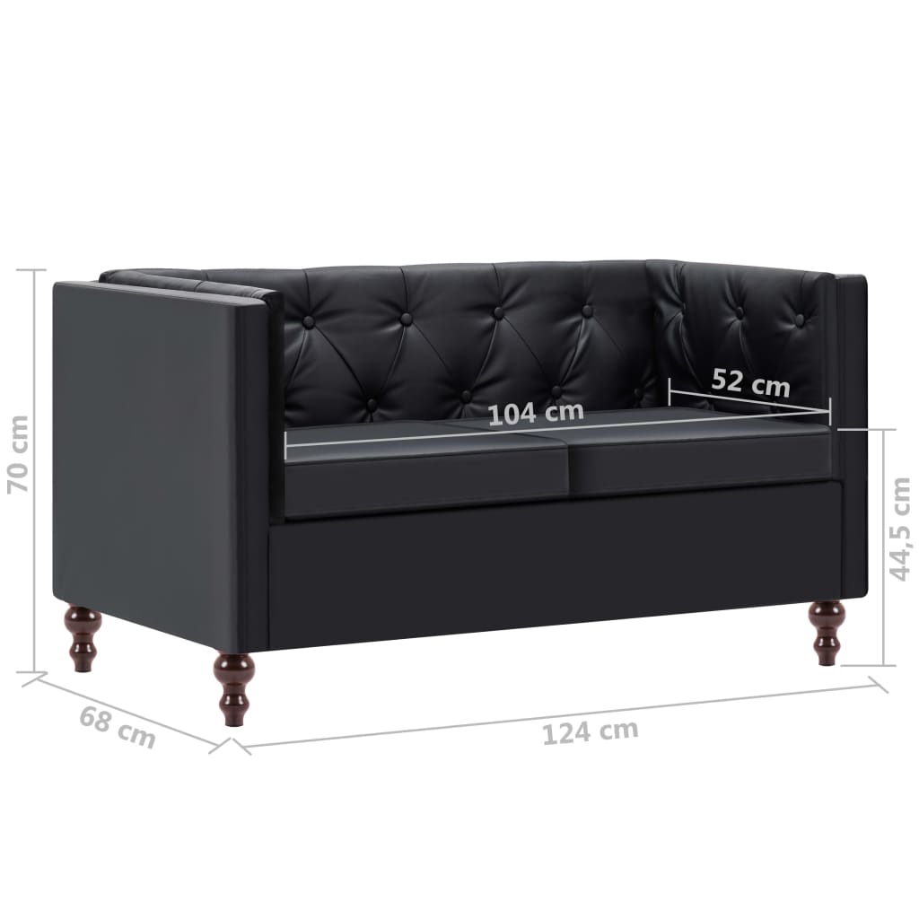 Canapé Chesterfield à 2 Places Revêtement En Similicuir Noir VidaXL 20 width=274