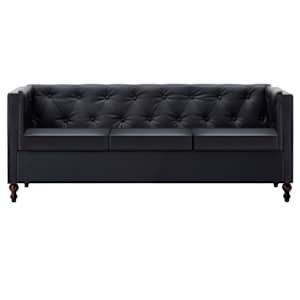 Trojsedačka Chesterfield s čalouněním z umělé kůže černá - obrázek 2