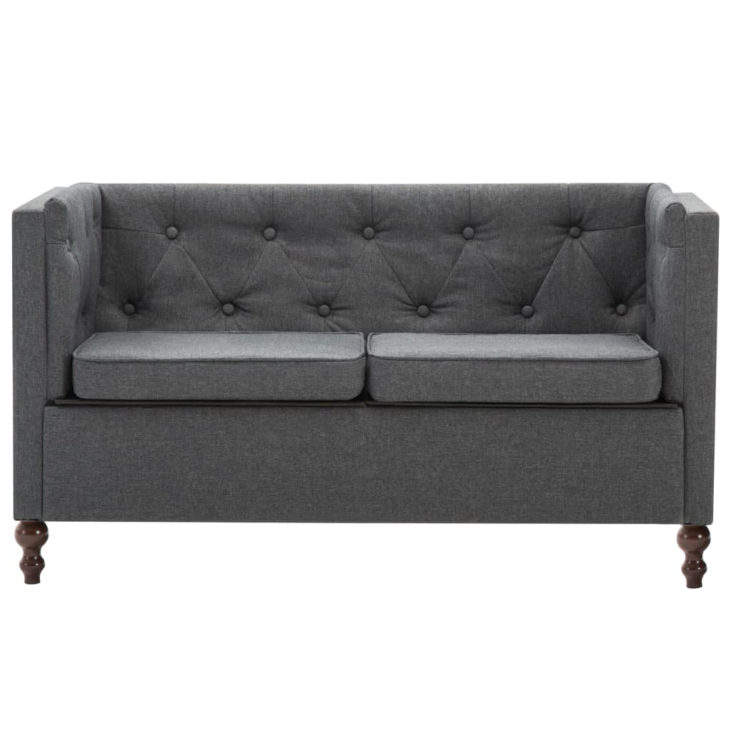 

vidaXL Tweezitsbank Chesterfield-stijl stoffen bekleding donkergrijs