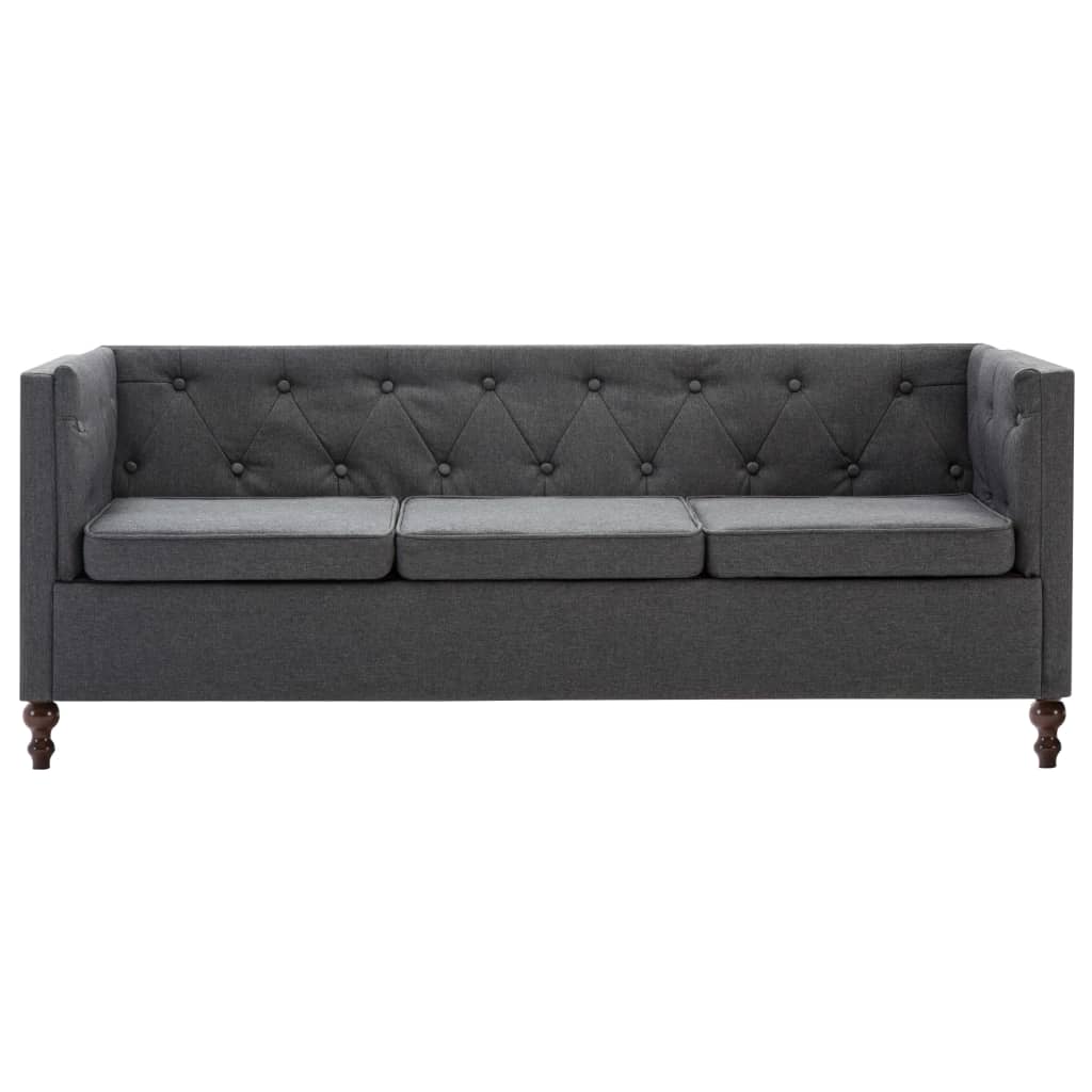 vidaXL Canapé Chesterfield à 3 places Revêtement en tissu Gris foncé