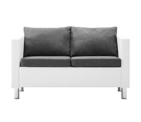 vidaXL Dvivietė sofa, dirbtinė oda, baltos ir šviesiai pilkos spalvos