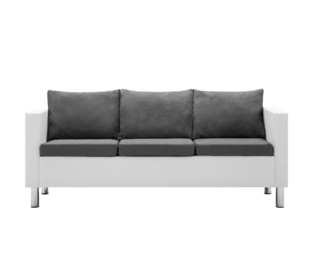 vidaXL Trivietė sofa, dirbtinė oda, baltos ir šviesiai pilkos spalvos