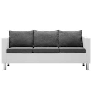 vidaXL Sofa 3-Sitzer Kunstleder Wei&szlig; und Hellgrau