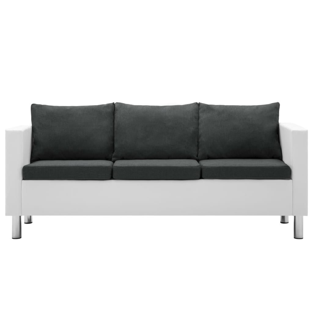 Thumbnail - vidaXL Sofa 3-Sitzer Kunstleder Weiß und Dunkelgrau