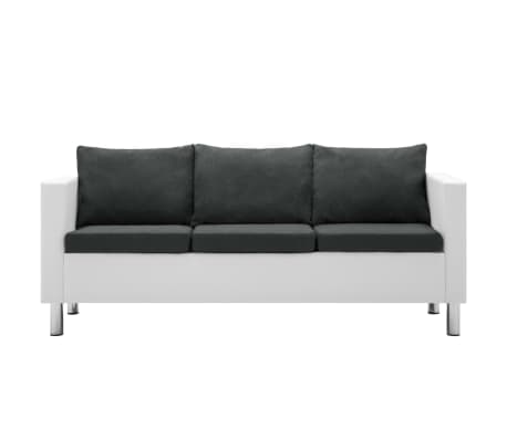 vidaXL Trivietė sofa, dirbtinė oda, baltos ir tamsiai pilkos spalvos