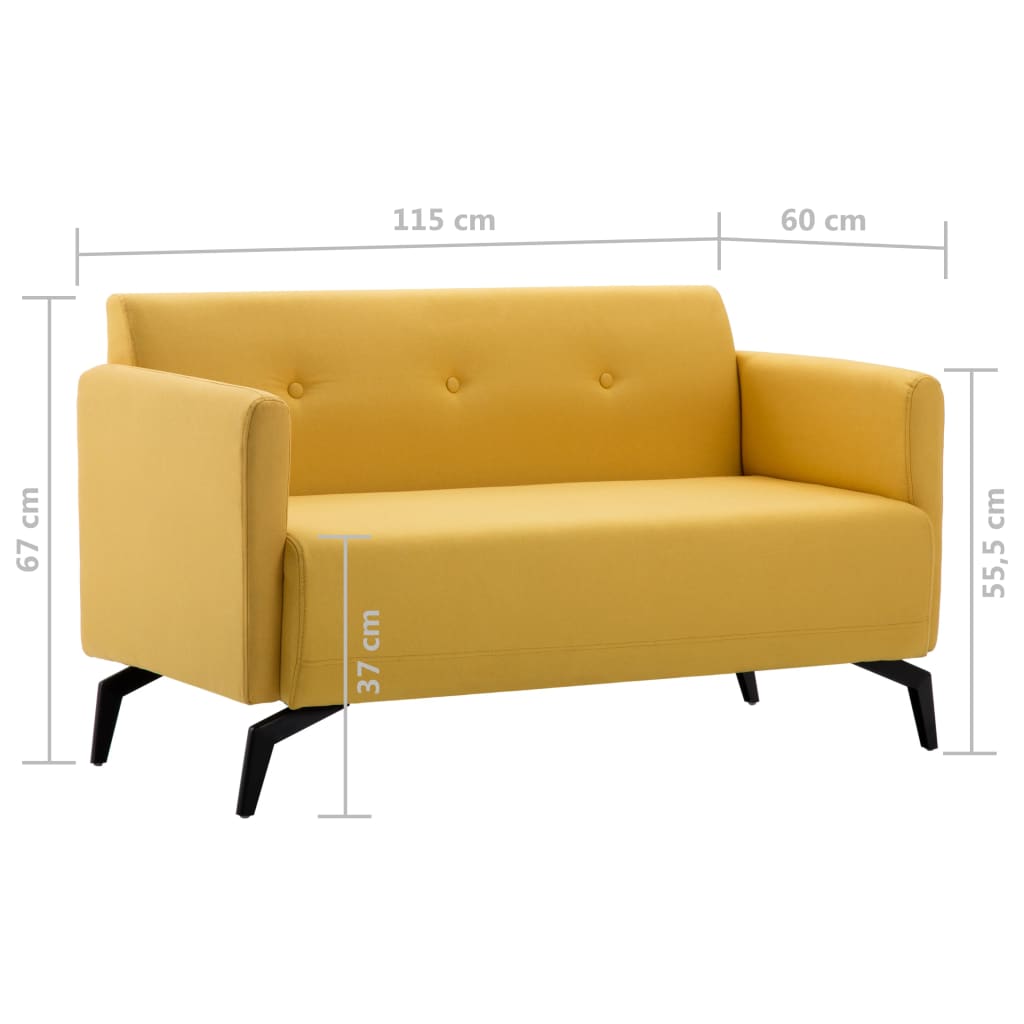 Dvivietė sofa, audinio apmušalas, 115x60x67cm, geltona | Stepinfit