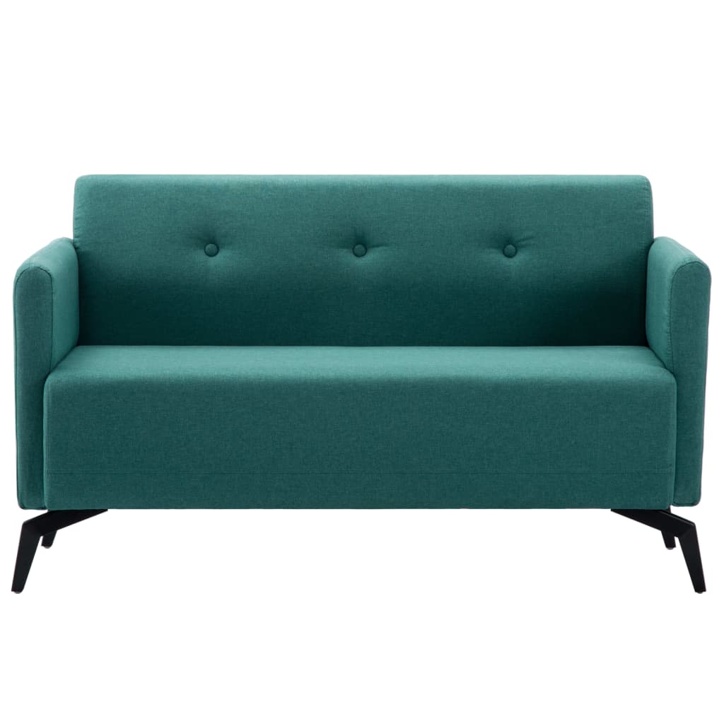 vidaXL 2-местен диван тапицерия от текстил 115x60x67 см зелен