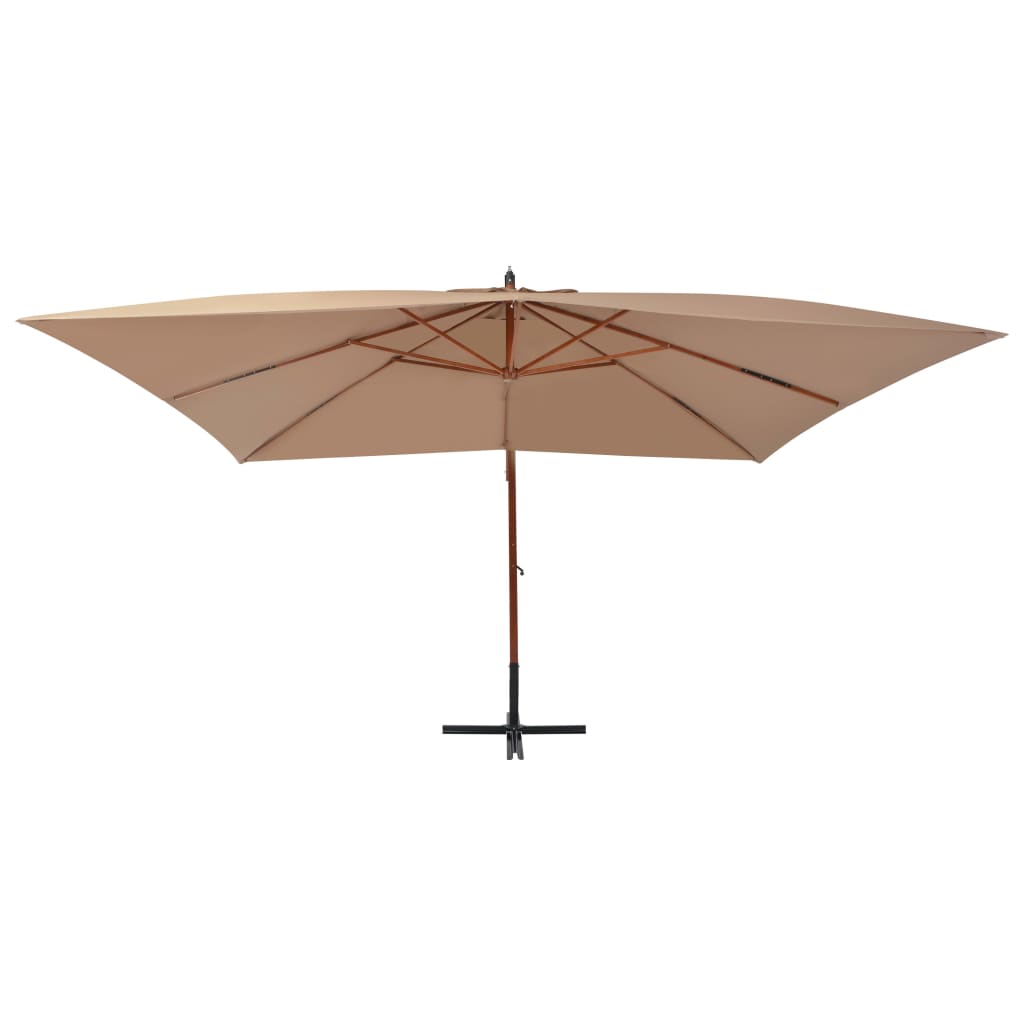 

vidaXL Zweefparasol met houten paal 400x300 cm taupe