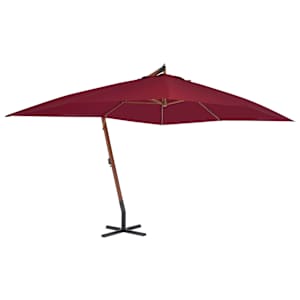 Previsni senčnik z lesenim drogom 400x300 cm bordo rdeč