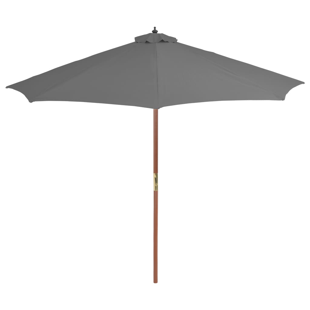 vidaXL Umbrelă de soare de exterior, stâlp din lemn, 300 cm, antracit