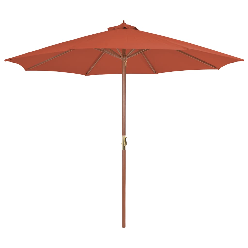 vidaXL Umbrelă de exterior cu stâlp din lemn, 300 cm, teracotă