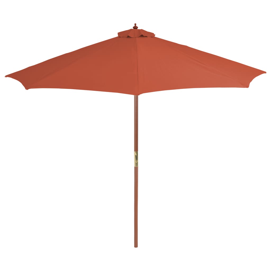 Umbrelă de exterior cu stâlp din lemn, 300 cm, teracotă