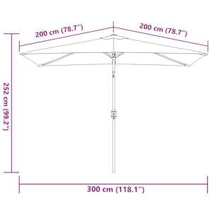 Zahradní slunečník s kovovou tyčí 300 x 200 cm antracitový - obrázek 8