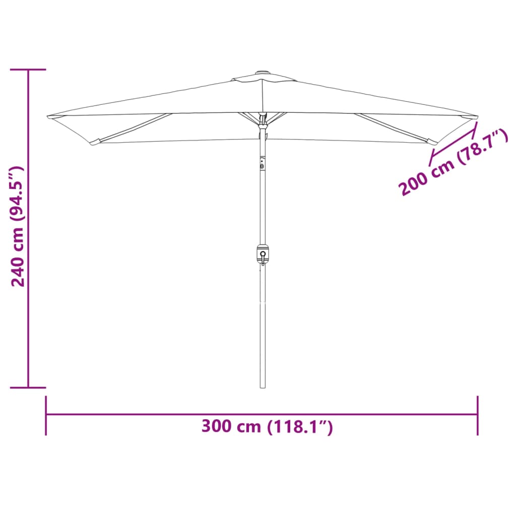 Zahradní slunečník s kovovou tyčí 300 x 200 cm terakotový