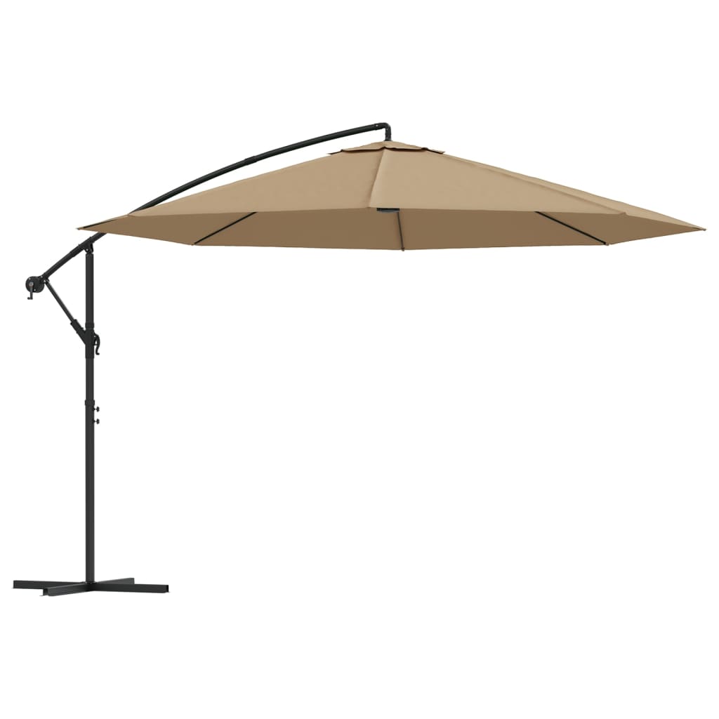vidaXL Umbrelă consolă de grădină cu stâlp din aluminiu, taupe, 350 cm