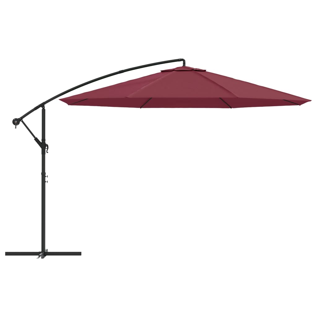 vidaXL Umbrelă consolă de grădină cu stâlp din aluminiu, bordo, 350 cm