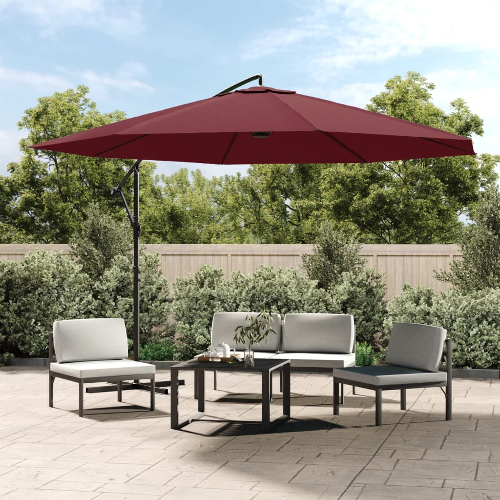 vidaXL Umbrelă consolă de grădină cu stâlp din aluminiu, bordo, 350 cm