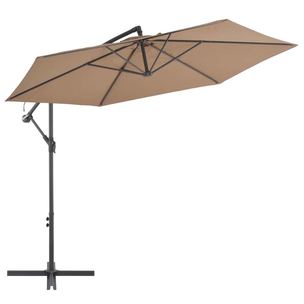 "vidaXL Riippuva aurinkovarjo alumiinipylväällä 300 cm ruskeanharmaa"