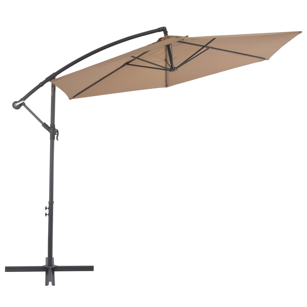 vidaXL Zweefparasol met aluminium paal 300 cm taupe afbeelding