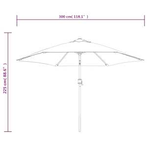 Zahradní slunečník s LED světly ocelová tyč 300 cm barva taupe - obrázek 9