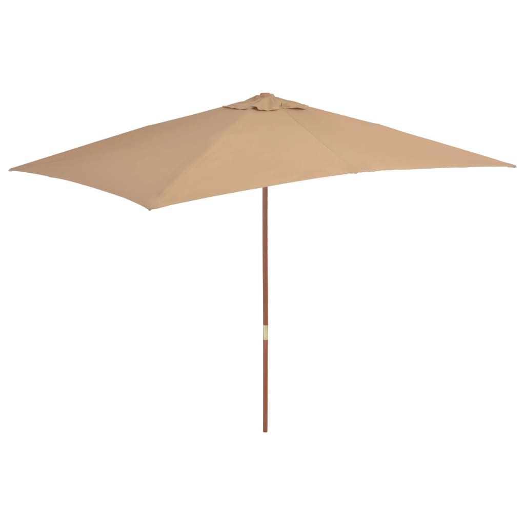 vidaXL Umbrelă de soare, exterior, stâlp lemn, 200x300 cm, gri taupe