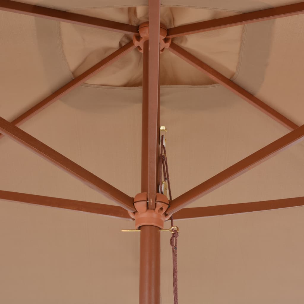 Tópszínű kültéri napernyő farúddal, 200 x 300 cm 