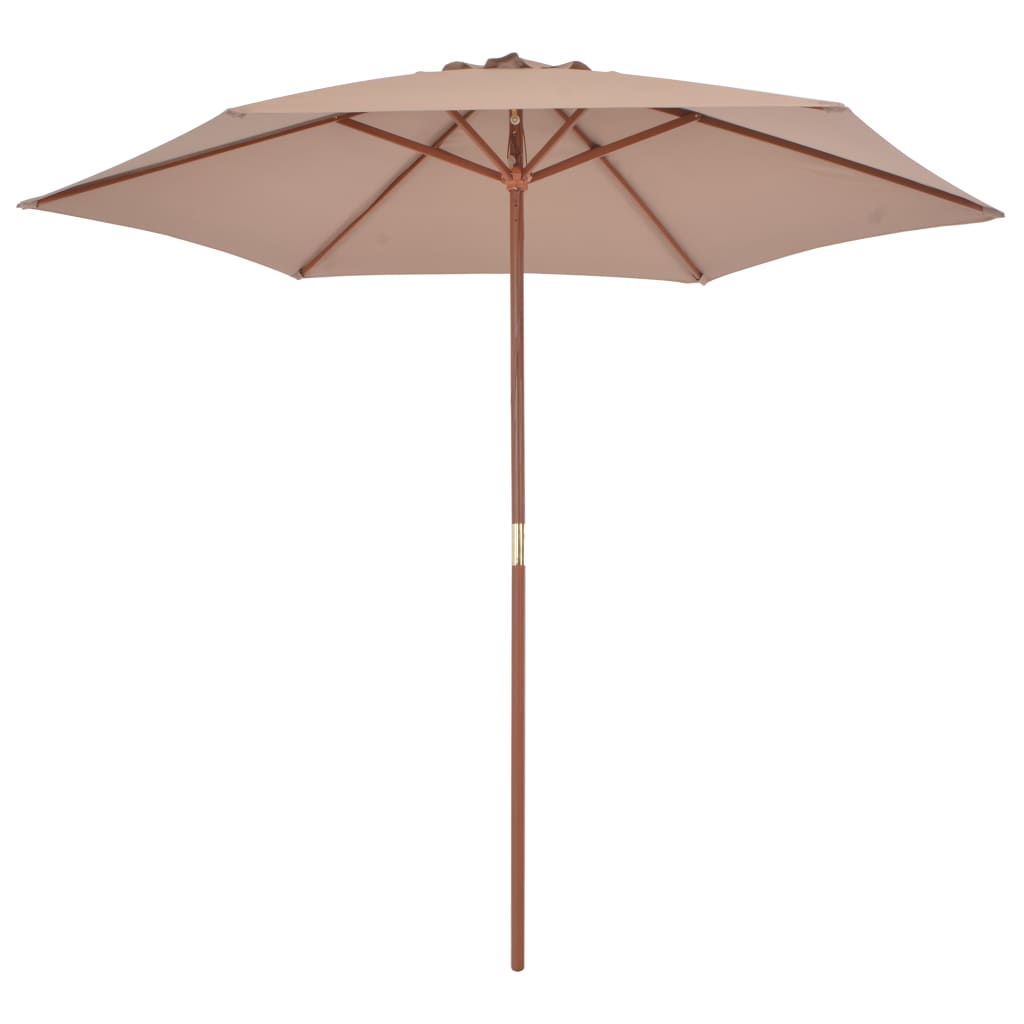 Umbrelă de soare de exterior cu stâlp din lemn, taupe, 270 cm