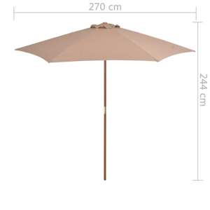 Zahradní slunečník s dřevěnou tyčí 270 cm taupe - obrázek 6