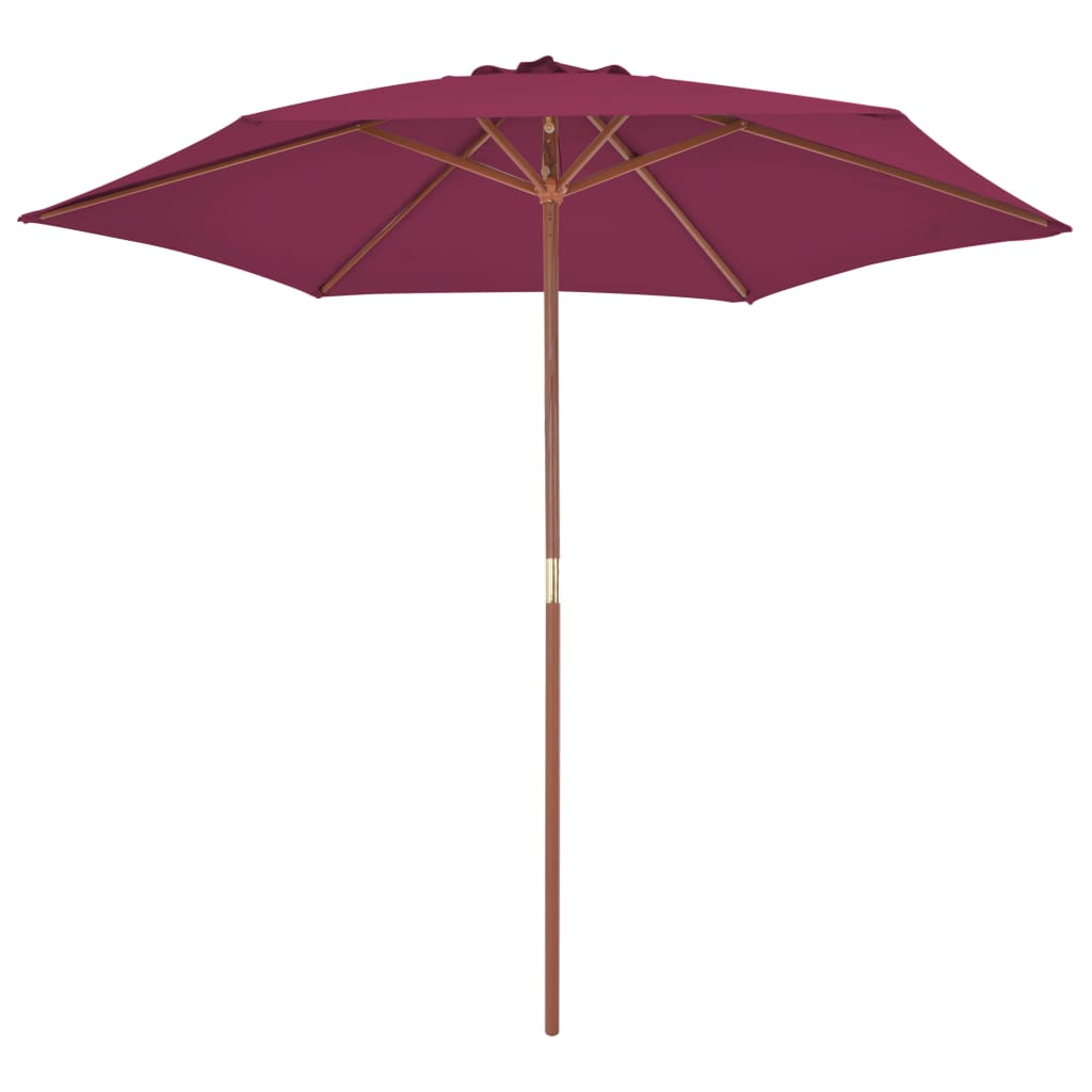 vidaXL Tuinparasol met houten paal 270 cm bordeauxrood