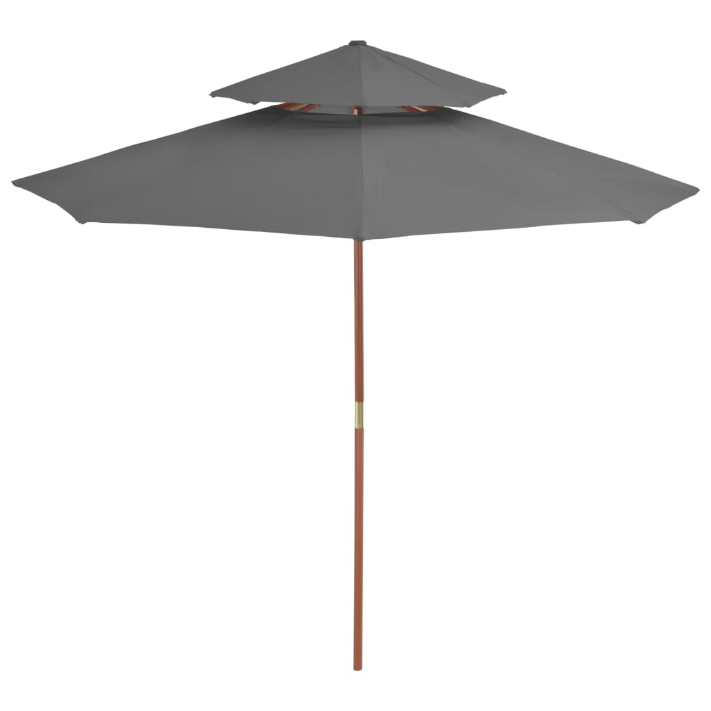 

vidaXL Parasol dubbeldekker met houten paal 270 cm antraciet